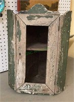 Antique wall corner cabinet in need of