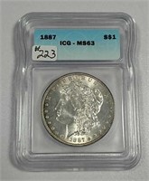 1887  Morgan Dollar   ICG MS-63