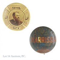 1888 Harrison & (?) Presidential Campaign Pins (2)