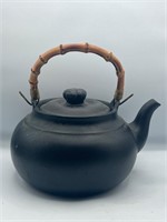 Vintage tea kettle black bamboo handle