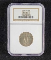 1920-S SILVER STANDING LIBERTY QUARTER DOLLAR MS62