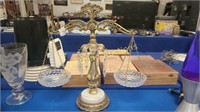 VINTAGE BRASS AND CRYSTAL SCALE OF JUSTICE