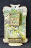 Unusual Tin Litho Scenic Match Holder