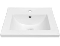 18" Ceramic Square Vanity Sink Top, White