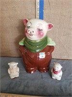 SHAWNEE SMILEY PIG COOKIE JAR/BANK W/ SALT/PEPPER