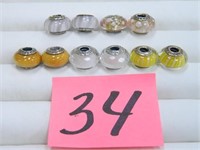 (10) Multi Colored Sterling Pandora Charms