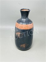 Athabasca Pottery vase Bison art - 8"