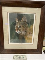 Bobcat Kitten by Balke with Frame & Matting