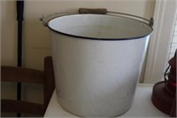 Antique White Enamel Bucket
