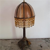 23" Brown FarberGlass Venetian Fringed Table Lamp