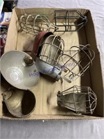 OLD INDUSTRIAL LAMP SHADES/ GUARDS
