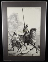 Don Quixote & Sancho B & W Old World Art Print