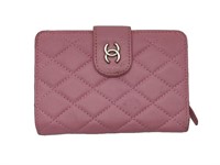 CC Pink Quilted Leather Bi-Fold Wallet