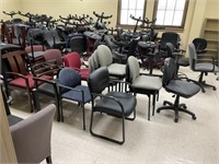 School Surplus Room-Rows of Assorted Office Chairs
