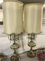 Pair of Table Lamps with hanging crystals