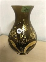 Brown Glass Vase with gold trim