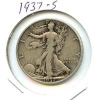 1937-S Walking Liberty Silver Half Dollar