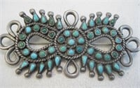 Zuni SS Turquoise Petit Point Pin - Tested