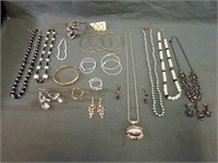 Costume Jewelry Lot Including Bangles, Earrings,