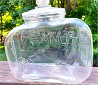 RARE GLASS PLANTERS PEANUTS COOKIE JAR W LID