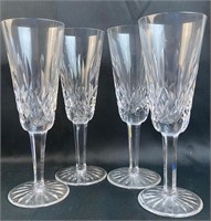 4  Waterford Lismore Tall Fluted Champagne