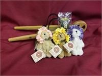 BOYDS WOODEN WHEEL BARROW & LIL SPROUT BEARS