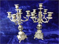 Fabulous Ornate Brass 5-Light Candleaubras