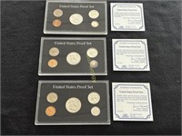 1959, 1960, 1961, US Silver Proof Sets in Hard