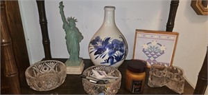 Candle 
Statue of liberty
Glass bowls