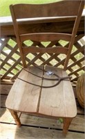 Wooden chair, hay fork