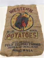 Vintage Western Brand Potatoes burlap sack