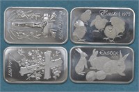 4 - 1ozt Silver .999 Holiday Bars (4ozt TW)