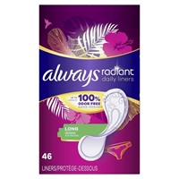 Always, Radiant Daily Liners For Women, Long Lengt