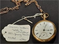 1883 American Waltham Pocket Watch w/ Key