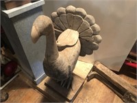 Antique Wooden Turkey Carving with Wooden Seat