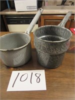 Pair of Enamel Pots with Handles