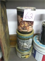 (3) Decorative Tin Containers
