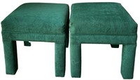 Vintage Green Upholstered Stools