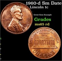 1960-d Sm Date Lincoln Cent 1c Grades GEM Unc RD