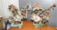 Pair of oriental style soapstone jade trees 17"