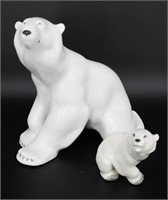 Vintage '60s Lomonosov Porcelain Mama Bear and Cub