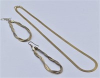 Herringbone Gold Plated Necklace & Earrings