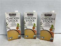 3 pack organic Kirkland chicken stock best by Nov