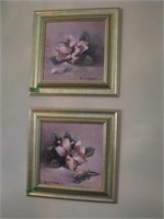 Pair of Gold framed floral pictures