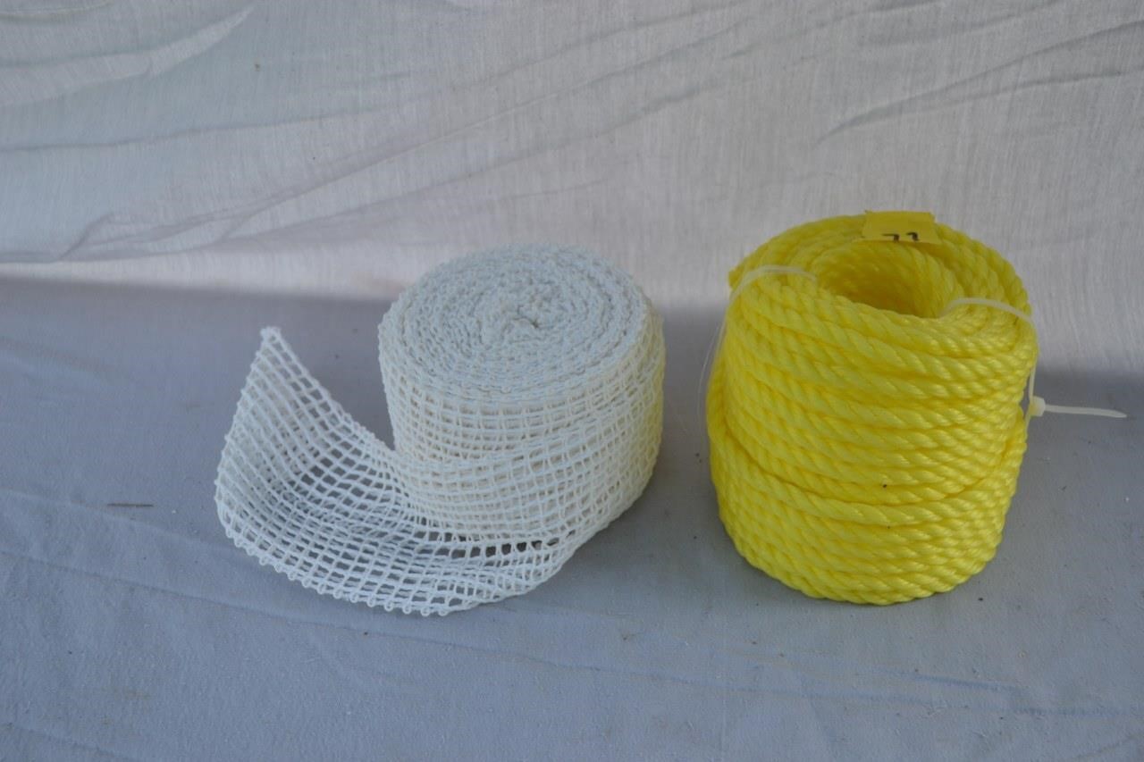 73: nylon rope and roll of mesh tube