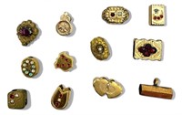(12) 10K Gold Victorian Slide Charms