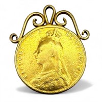 1893 British Sovereign Coin Pendant