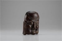 BAMBOO CARVED LAUGHING BUDDHA FACE