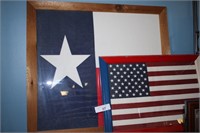 SET OF 2 RUSTIC FRAMED FLAGS