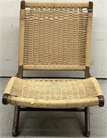 Wood & Rattan Folding Campaign Chair